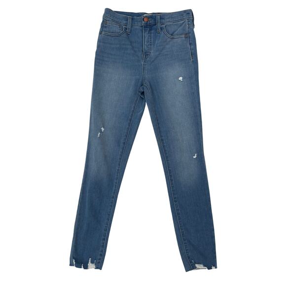 Lot of 2 Madewell High Rise Skinny Distressed Jeans Jeggings 26T Black Blue - Picture 2 of 15